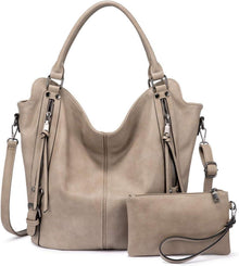 Damen Handtaschen Set Groß Shopper Hobo Umhängetasche Geldbörse 2pcs