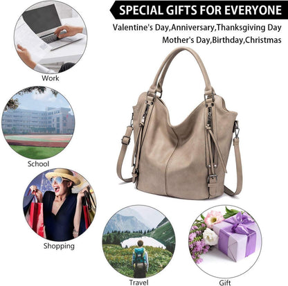 Elegante Damen Handtaschen Set in Khaki - Großer Shopper & Geldbörse