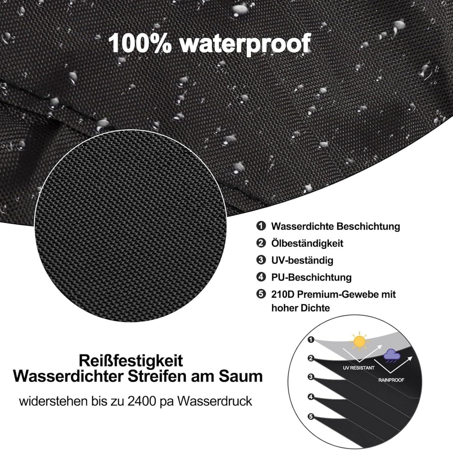 Wasserdichte Grillabdeckung für Standgrill Ø50cm - Schwarz