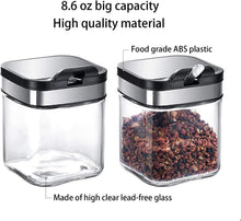 Glas Gewürzbehälter Set 3-teilig Schwarz 220ml mit Deckel