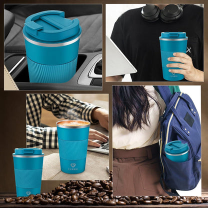 CS COSDDI Thermobecher Isolierbecher Travel Mug 13oz Edelstahl Blue 380ml