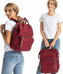 Rucksack Damen 17 Zoll Laptopfach USB Ladeanschluss Weinrot