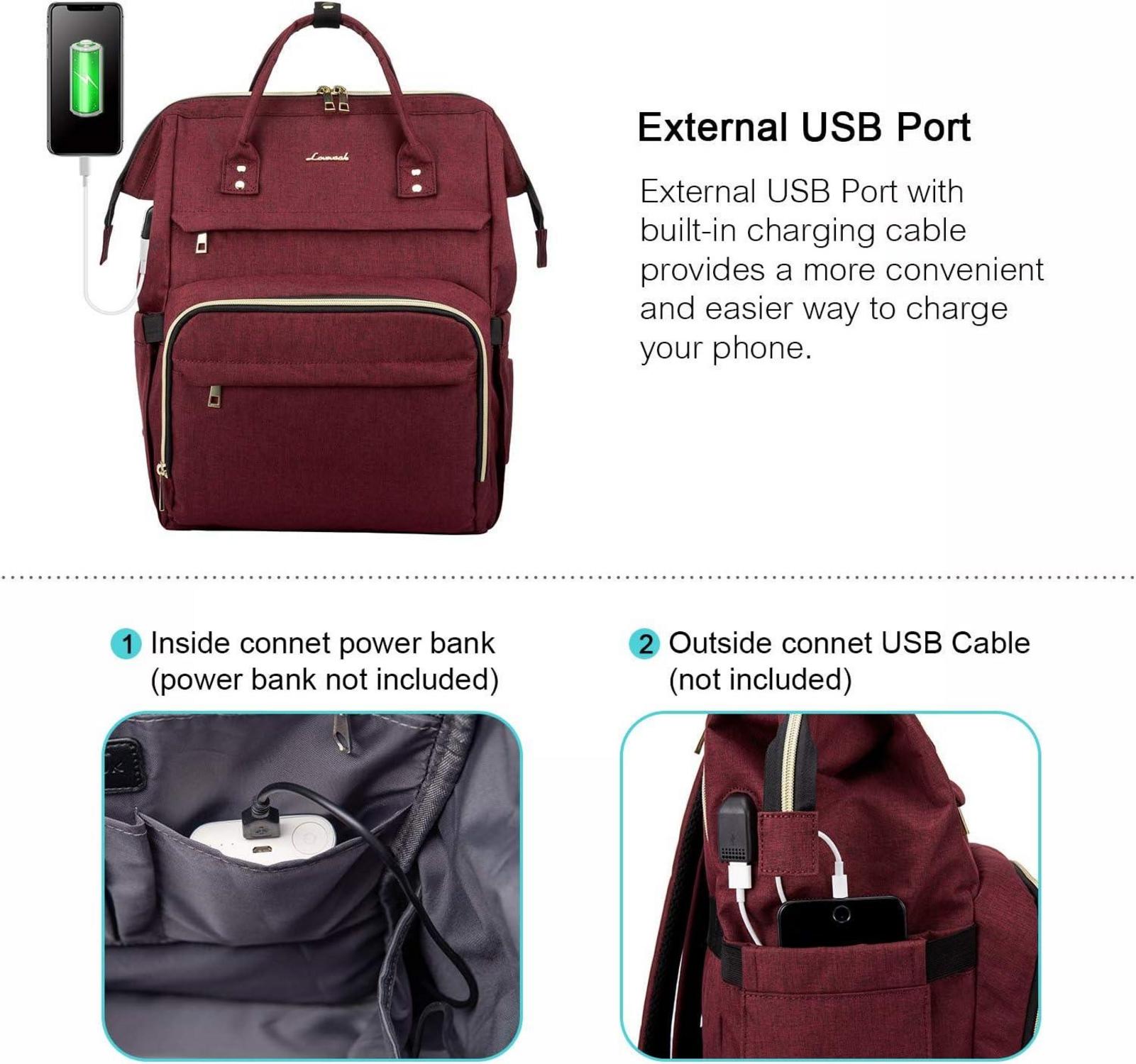 Rucksack Damen 17 Zoll Laptopfach Wasserdicht USB Ladeanschluss