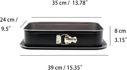Rechteck Springform Backform Non-Stick Kuchenform 39x28cm Schwarz Antihaftbeschichtet