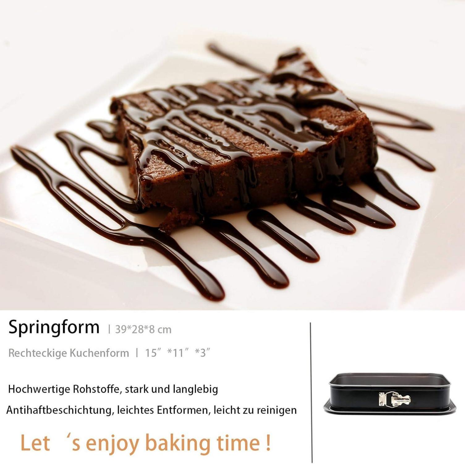 Rechteckige Springform Backform 39x28cm Schwarze Antihaftbeschichtung