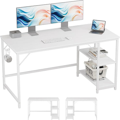 Schreibtisch mit Seitenablagen und Kopfhörerhaken 140x60cm