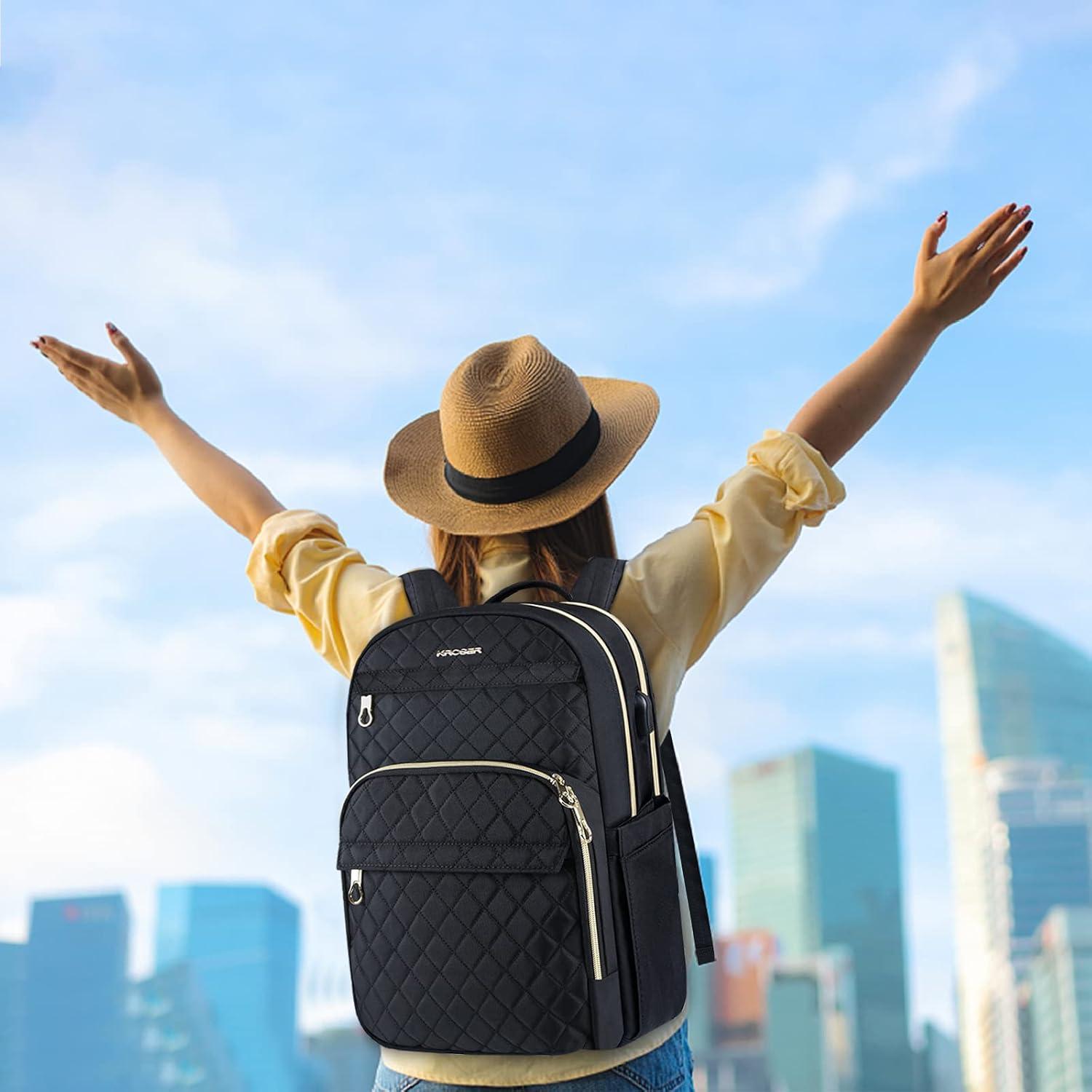 Rucksack Damen 15,6 Zoll Schulrucksack USB-Ladeanschluss wasserdicht