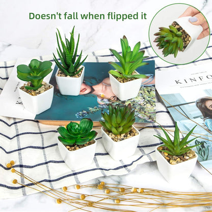 Künstliche Sukkulenten Topfpflanzen 6 Stück Grün Deko MEHRWEG