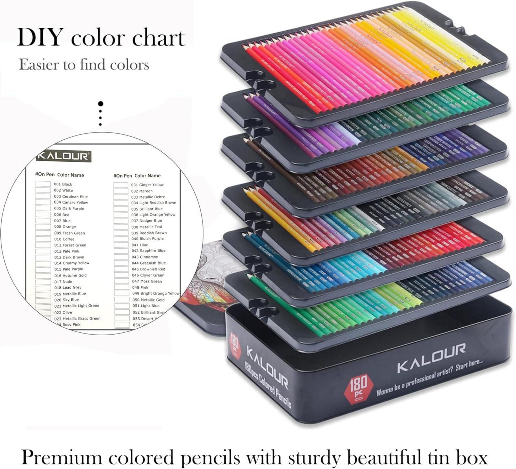 180 Buntstifte Set Erwachsene Künstler Pigment Weichmine Wachs