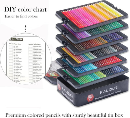 180 Buntstifte Set Erwachsene Künstler Pigment Weichmine Wachs