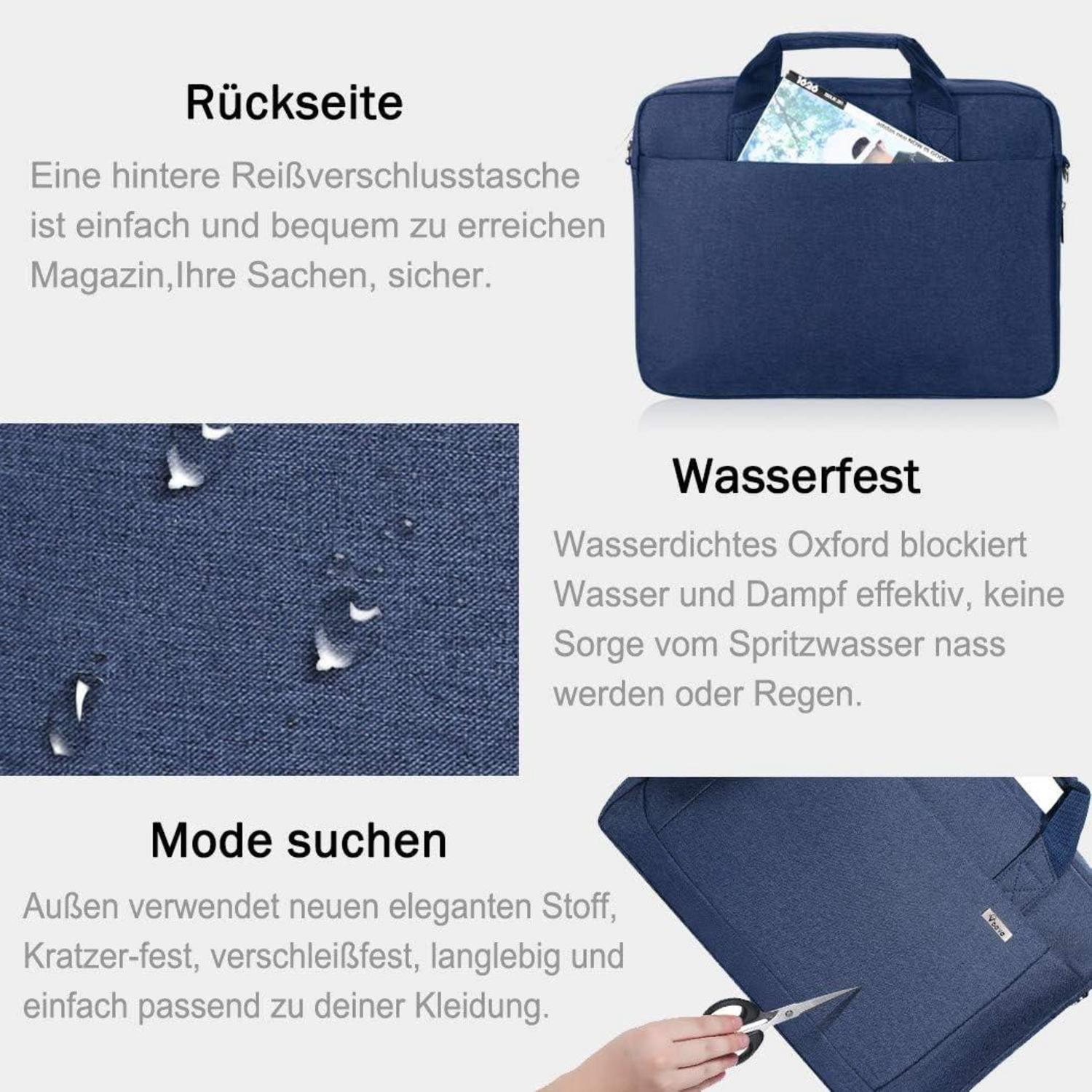 Voova große Laptoptasche für 14-16 Zoll Laptop, verdickt wasserdicht Notebook Tasche, Blau