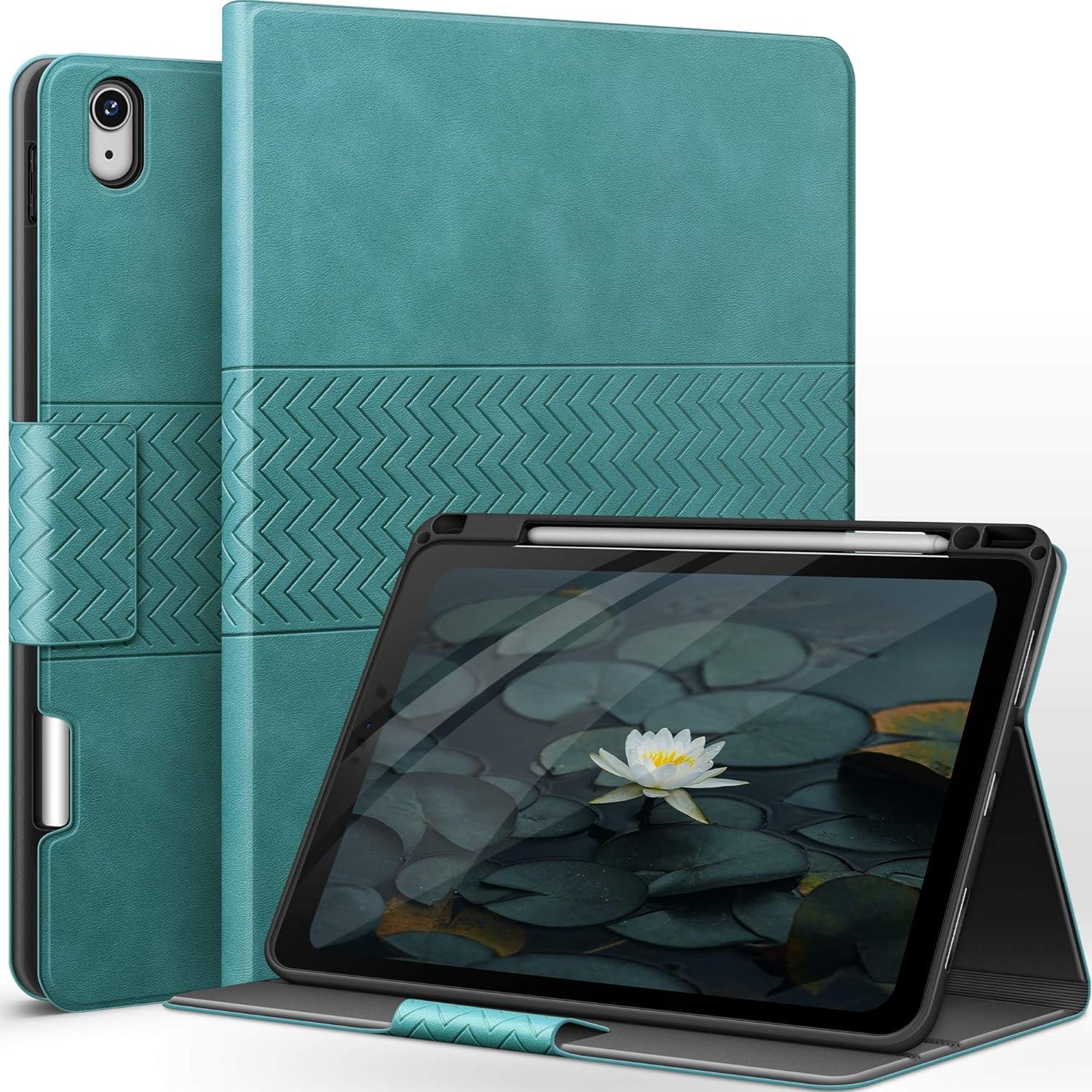 iPad Air 11 Zoll 2024/10.9 Zoll 2022/2020 Hülle Grün PU Leder AUAUA