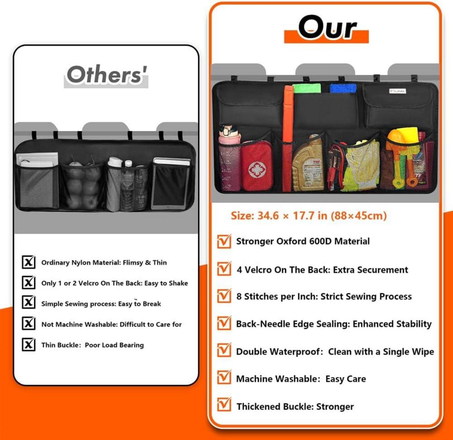 Auto Kofferraum Organizer Aufbewahrung Tasche Netztaschen 600D Schwarz