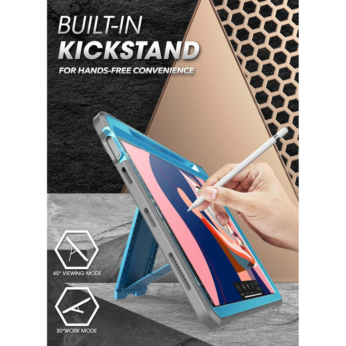Robuste Hülle mit Ständer für 10,9 Zoll iPad Air, Blau