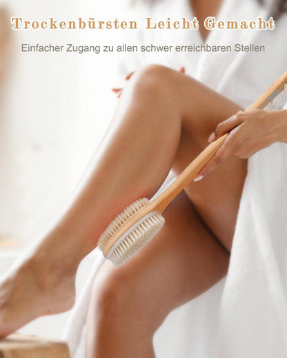 Rückenbürste Duschbürste mit Langem Stiel Peelingbürste 2-seitig Borsten