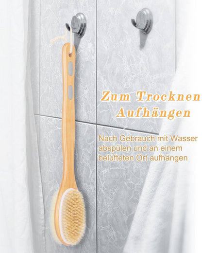 Rückenbürste Duschbürste mit Langem Stiel Peelingbürste 2-seitig Borsten