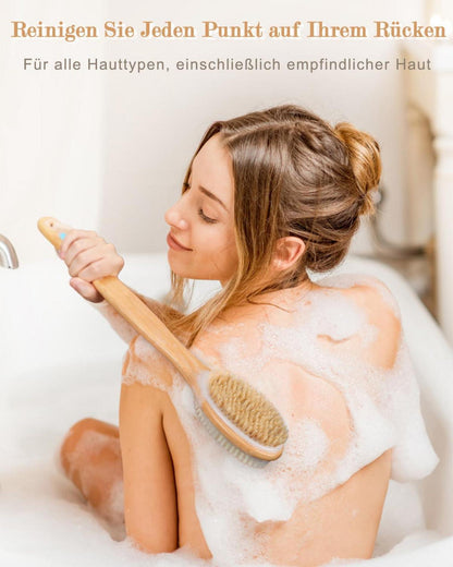 Rückenbürste Duschbürste mit Langem Stiel und Doppelseitiger Badebürste