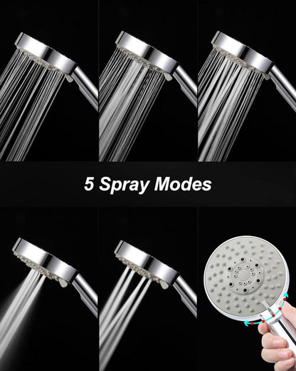 Duschkopf wassersparend 5 Strahlarten Hochdruck Handbrause ABS Chrome