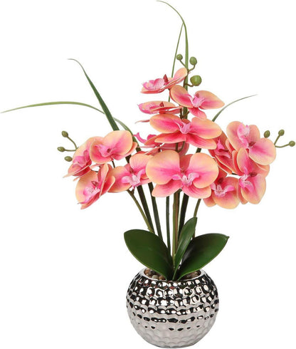 Kunstblumen Orchidee Rosa Künstliche Phalaenopsis Deko 49cm mit