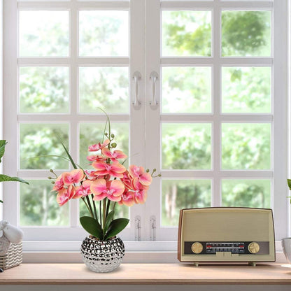 Kunstblume Orchidee Phalaenopsis Rosa Deko 49cm fest im Keramiktopf