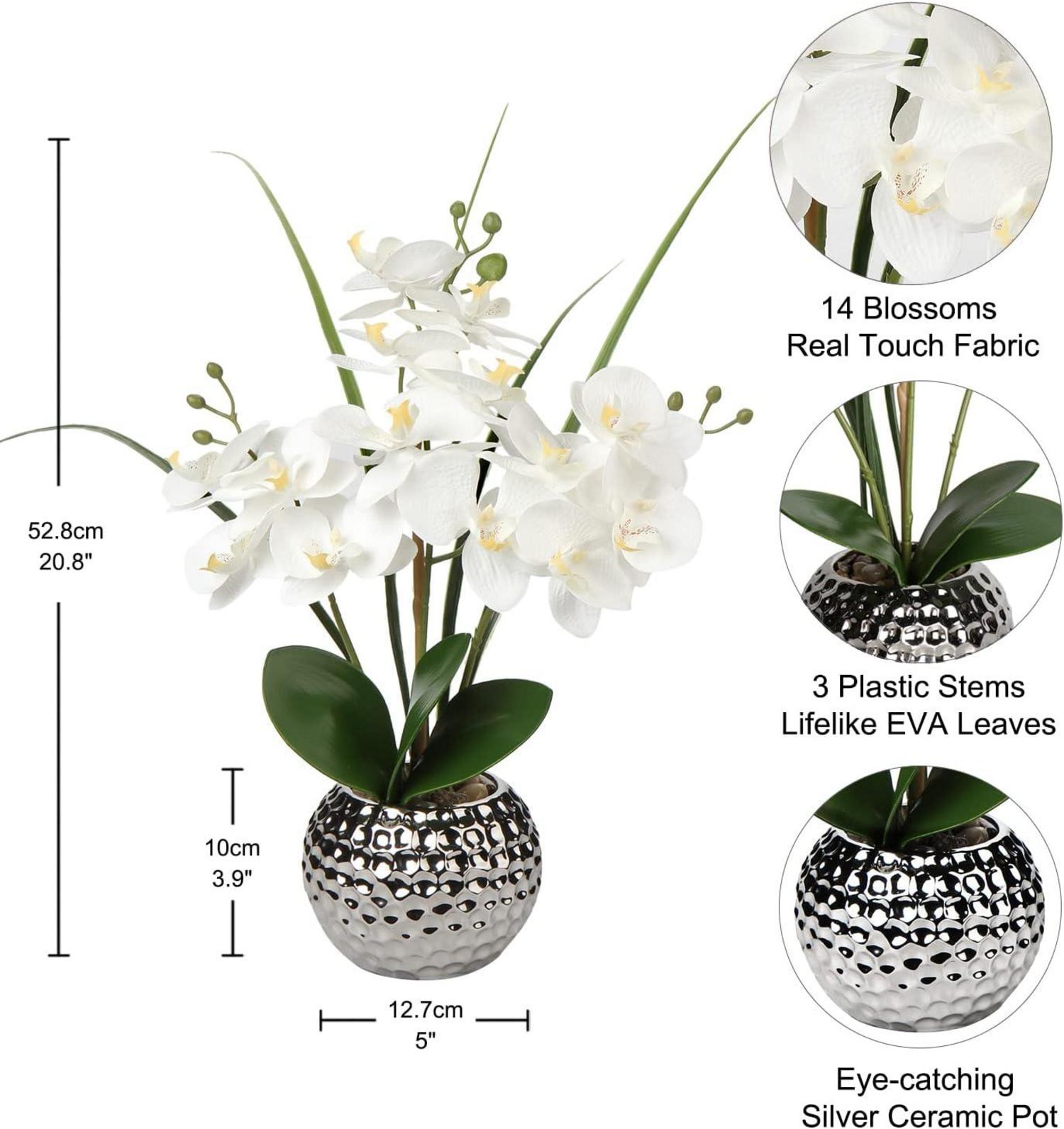 Kunstblume Orchidee Weiß 49 cm Kunstpflanze Keramiktopf