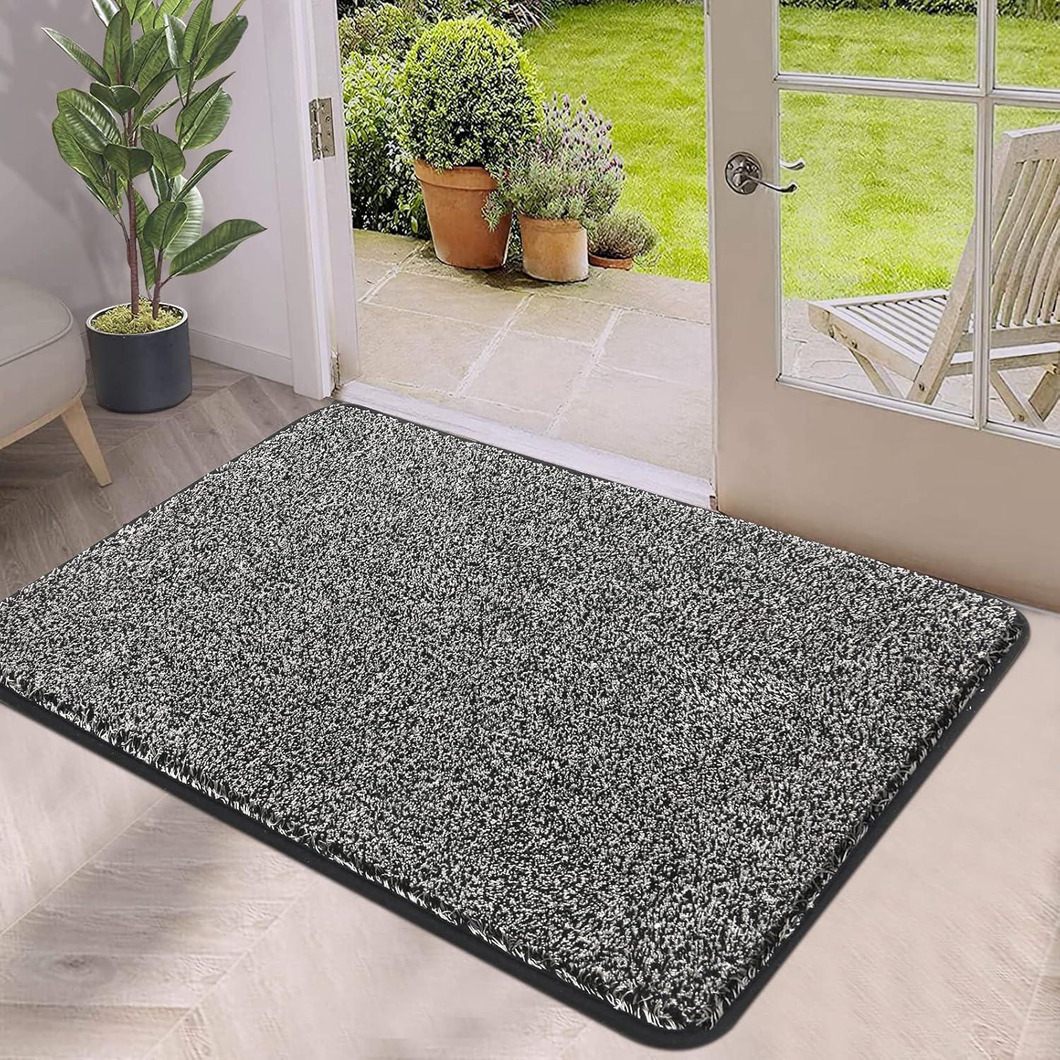 Fußmatte Schwarz Rutschfester Eingangsteppich Waschbar 45x70cm