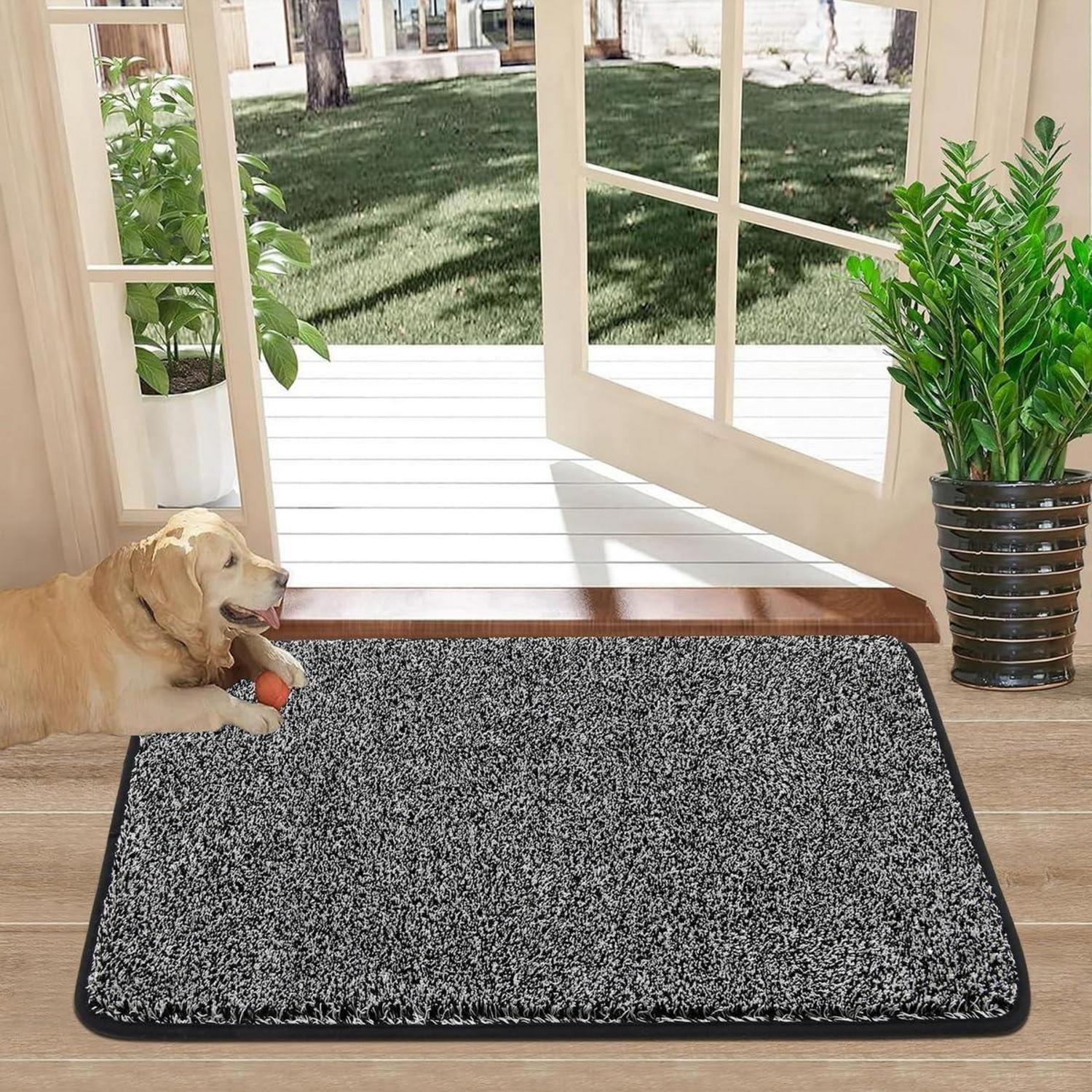 Eingangstürmatte Schwarz 45x70cm Waschbar Rutschfest Schmutzfänger
