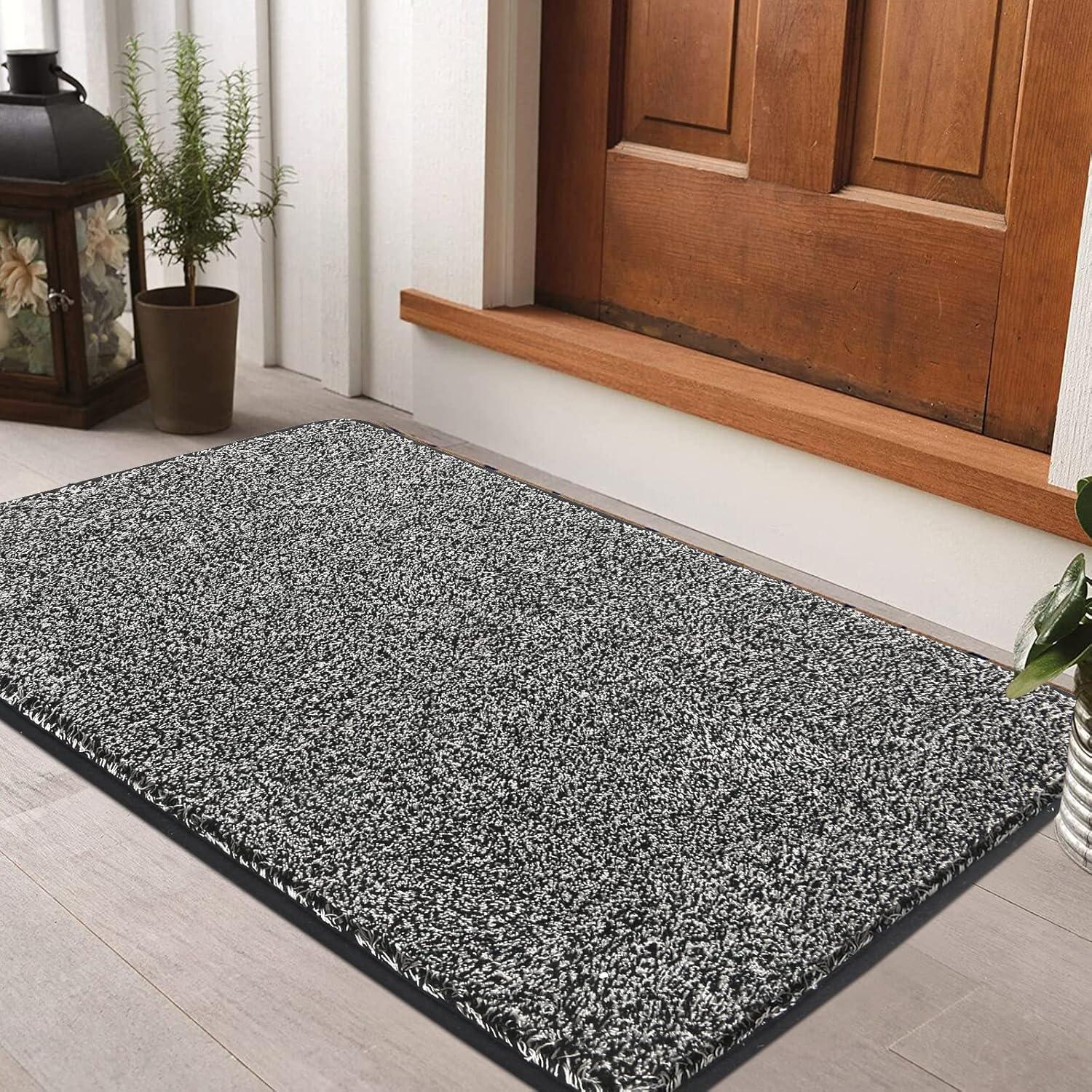 Pauwer Fußmatte Schwarz 45x70cm Rutschfester Teppich für Innen und Außen