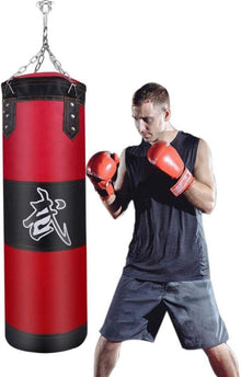 Boxsack Hängend für Boxtraining Sandsack Canvas Punching Bag Rot