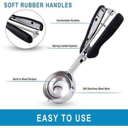 Eisportionierer Edelstahl mit Auslöser 4 cm Schwarz