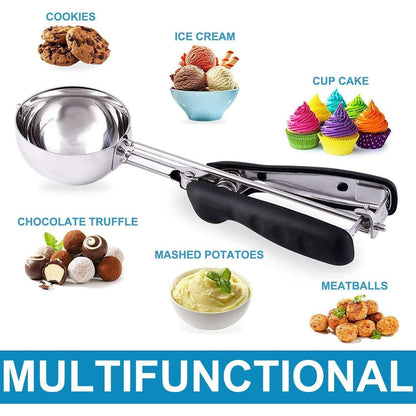 Eisportionierer Edelstahl mit Auslöser 4 cm Schwarz