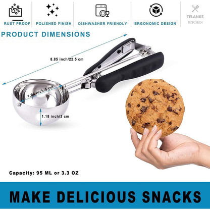 Eisportionierer Edelstahl mit Auslöser 4 cm Schwarz