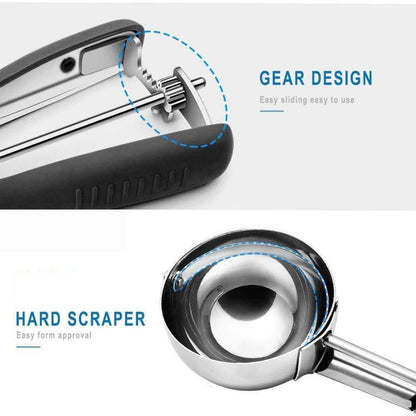 Eisportionierer Edelstahl mit Auslöser 4 cm Schwarz