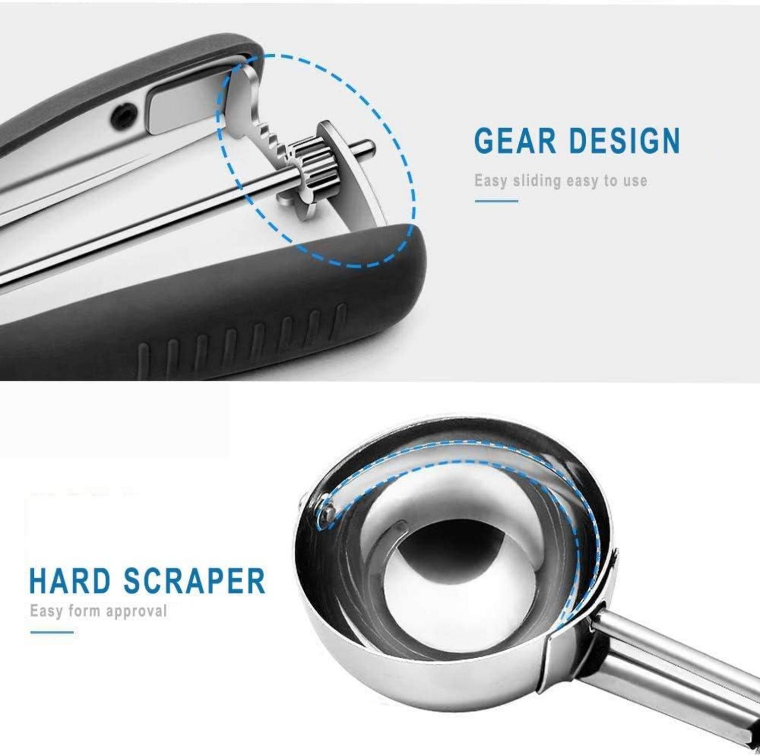 Eisportionierer Edelstahl mit Auslöser 4 cm Schwarz