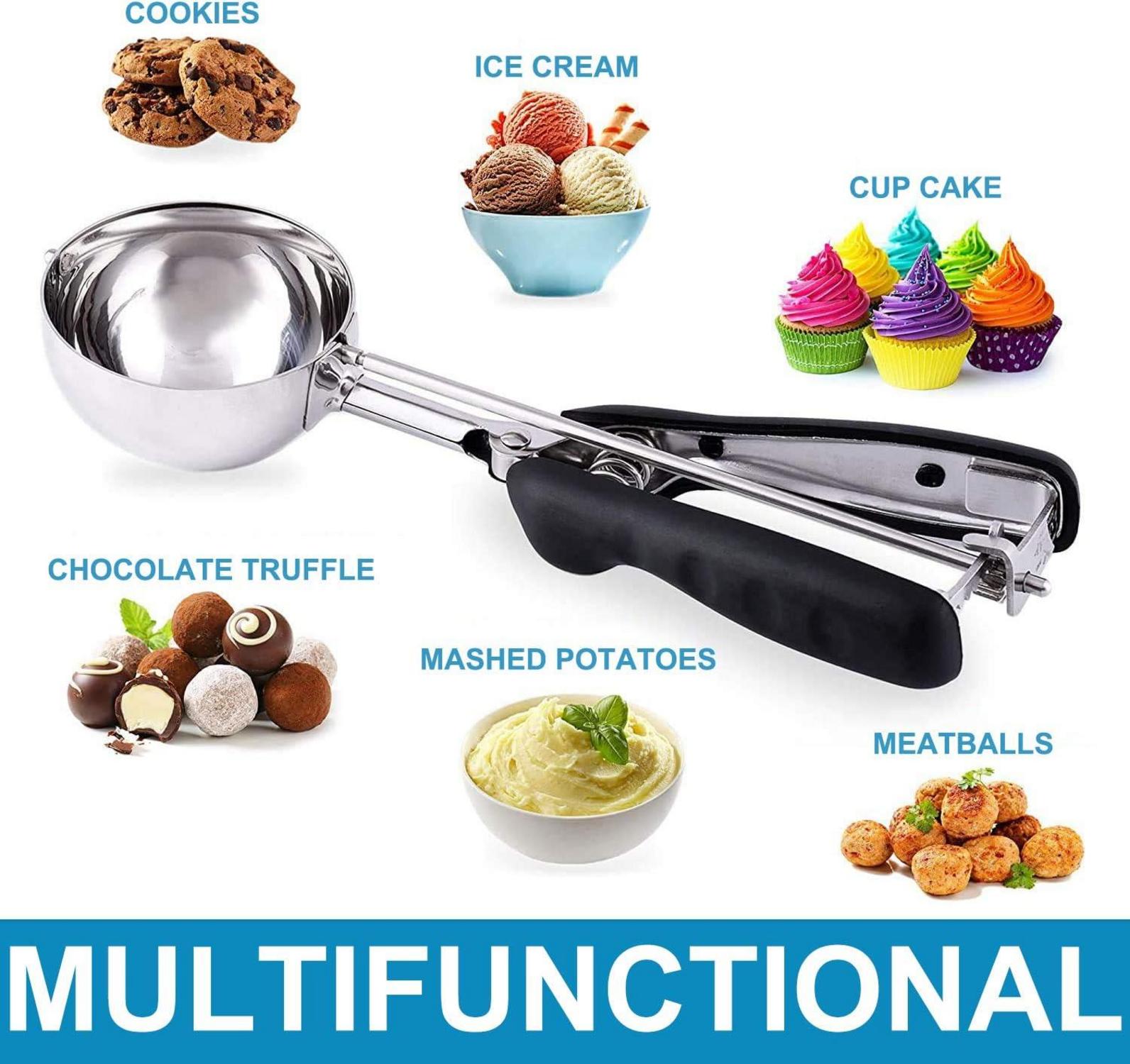 Eisportionierer Edelstahl Auslöser Eislöffel 4 cm Schwarz