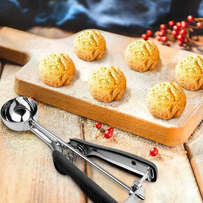 Eisportionierer Edelstahl Auslöser Eislöffel 4 cm Schwarz