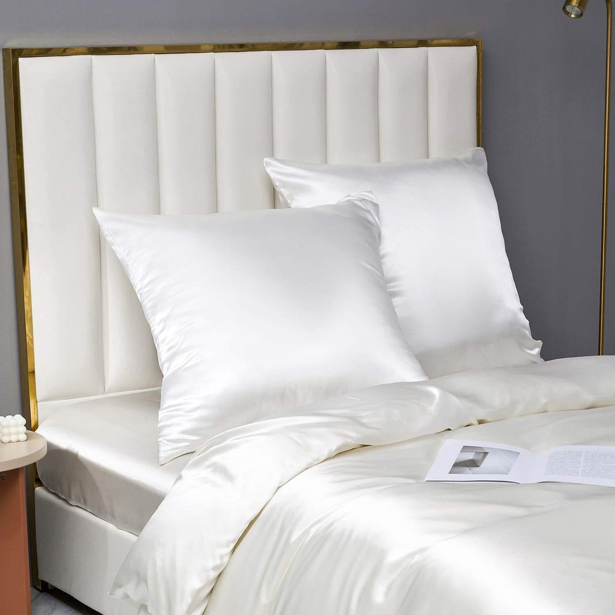 Satin Bettwäsche Set 200x200cm Weiß – Luxus & Glanz
