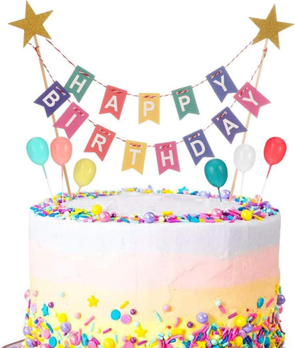 Happy Birthday Kuchen Topper Set, Regenbogen Dekorationen mit Ballon