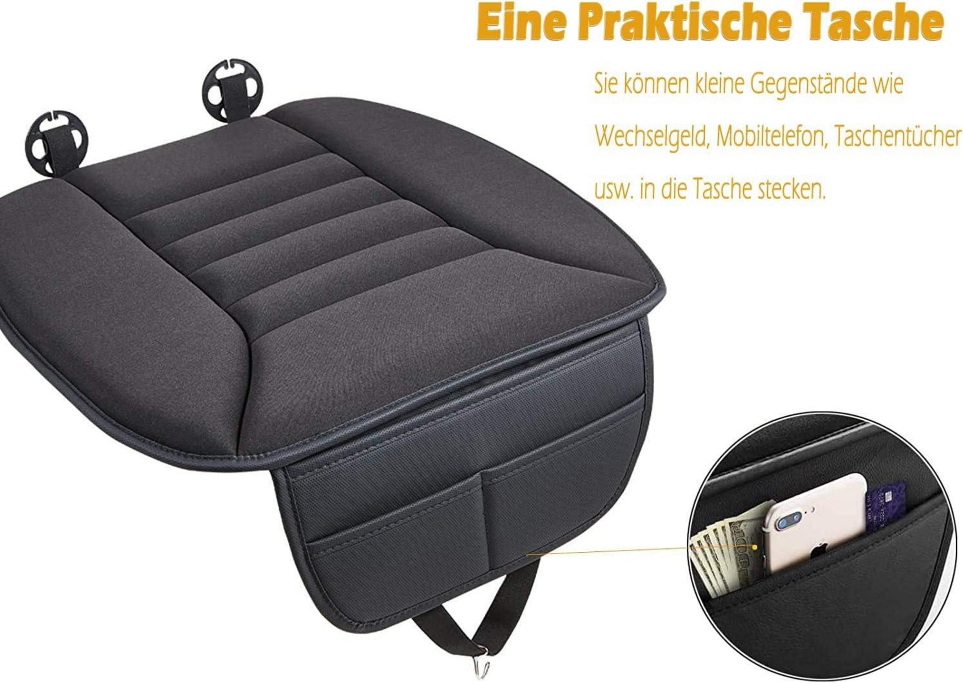Autositzkissen Memory Foam Orthopädisch Komfort Schwarz