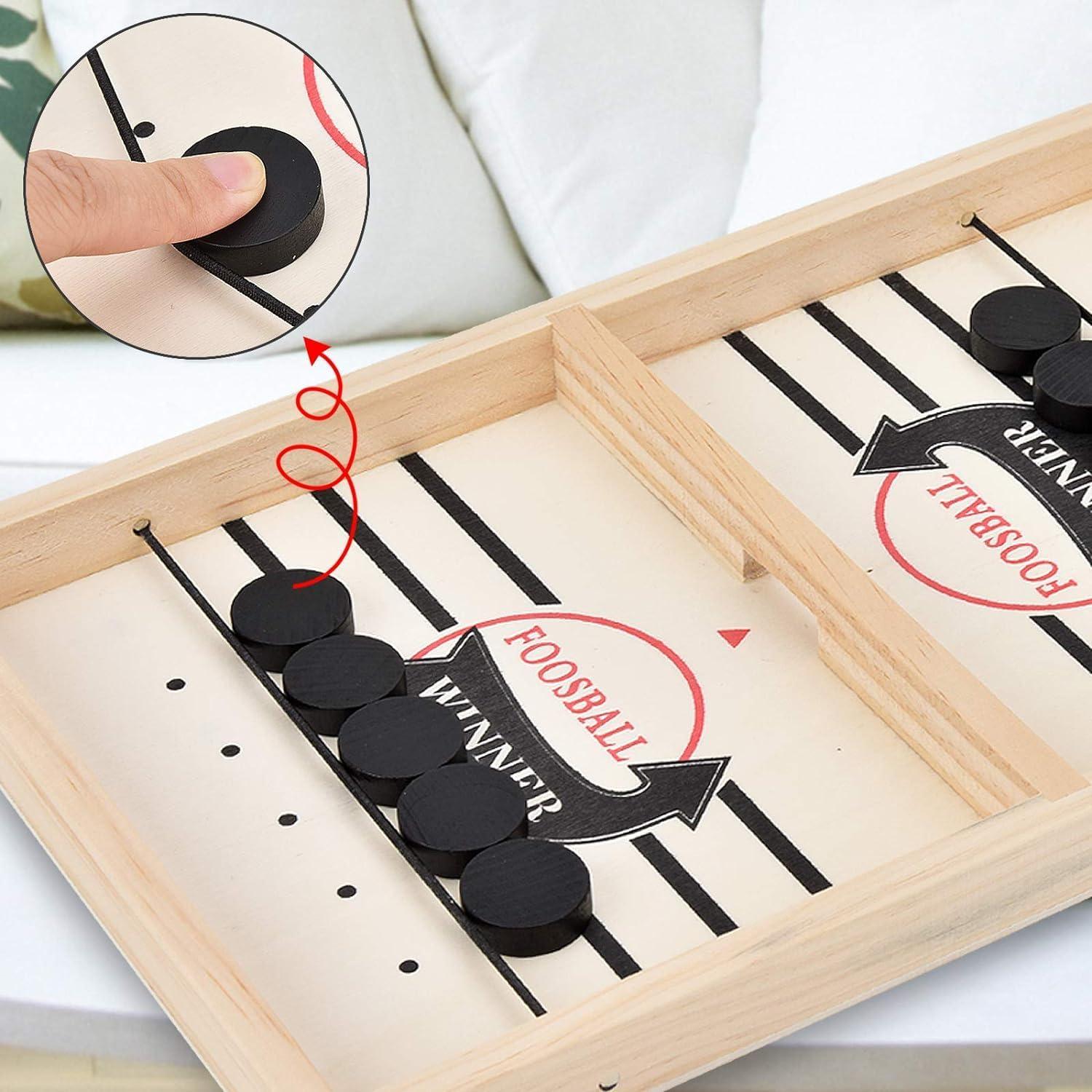 Holz Hockey Brettspiel Sling Puck Match Interaktionsspiel 2in1Katapult