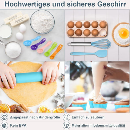 Kinder Koch- und Backset mit Dinosauriermotiv und Schürze, ab 3 Jahren