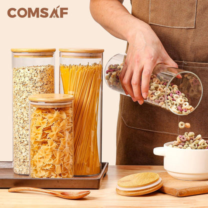 ComSaf 2L Luftdichter Vorratsgläser 3er Set Glasbehälter Spagetti Getreide