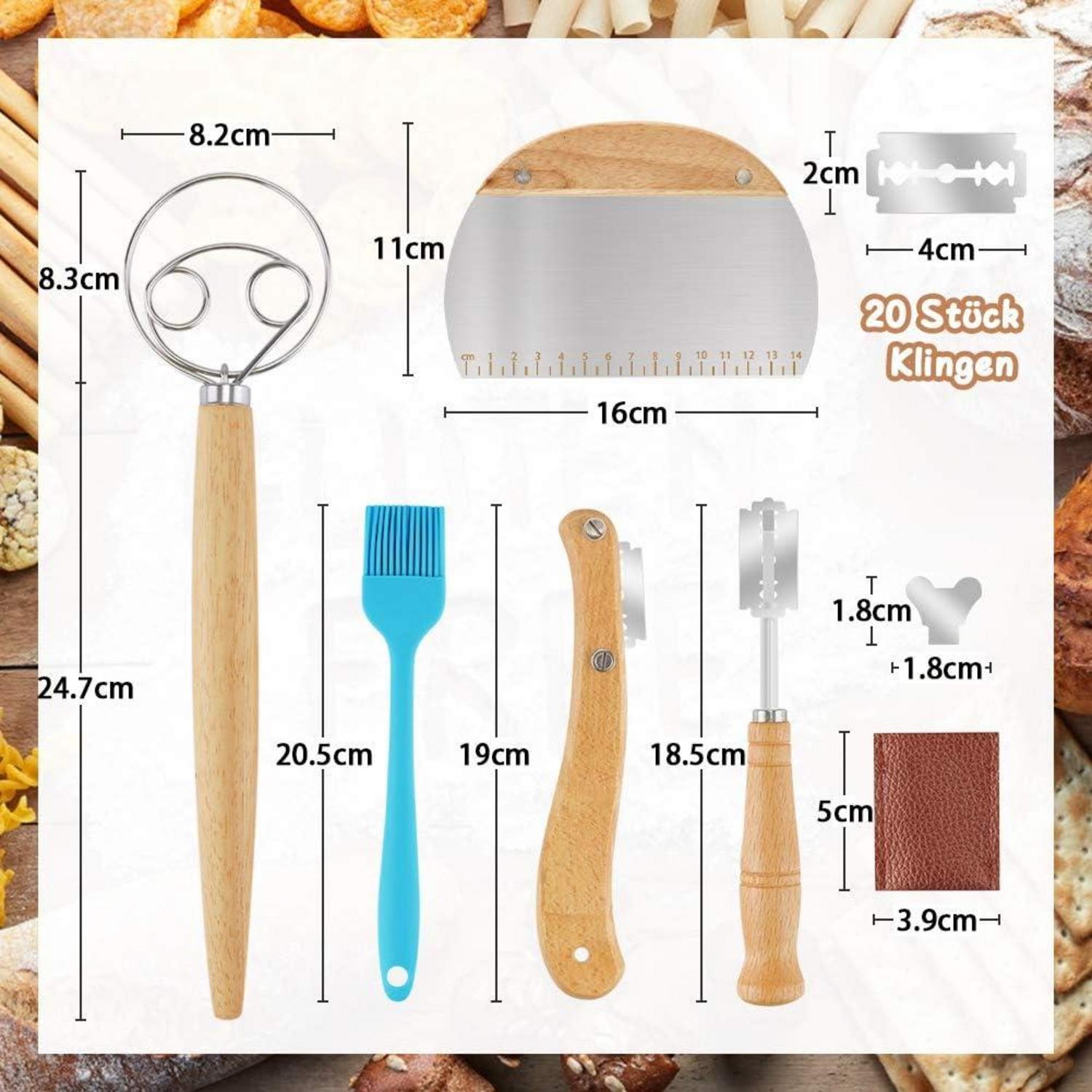 27-teiliges Bäckermesser Set - Brotbackmesser Teigschneider Lahm