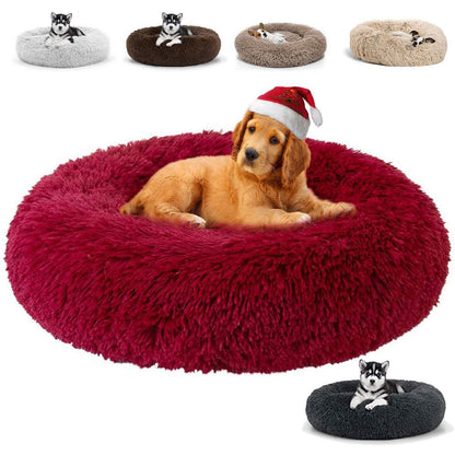 Flauschiges Hundebett Rund – Weich & Waschbar, Rot, 120x120cm