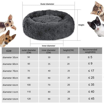 Flauschiges Hundebett Rund – Weich & Waschbar, Rot, 120x120cm