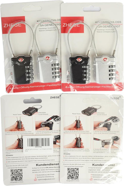 ZHEGE Kofferschlösser Zahlenschlösser TSA Gepäckschlösser 4 Stellig (4