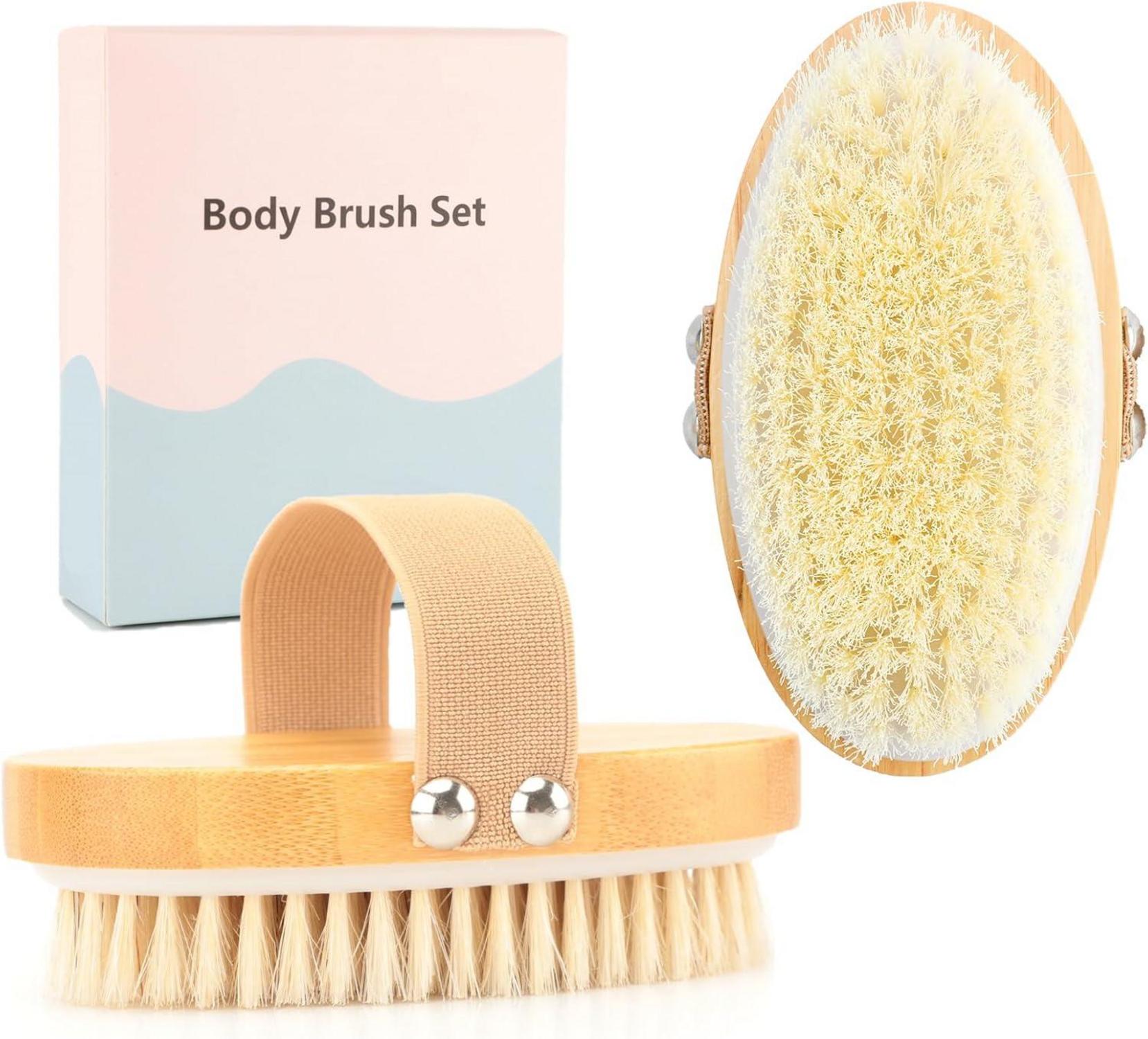 Trockenbürste Körperbürste Set Naturborsten Cellulite Massagebürste