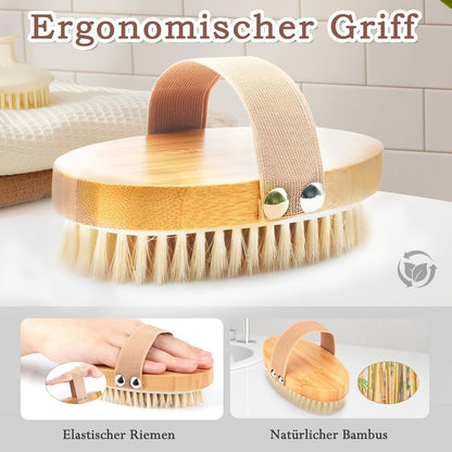 Trockenbürste Set Weiche & Harte Naturborsten Cellulite