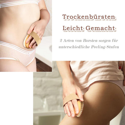 Trockenbürste Körperbürste Set Weiche & Harte Naturborsten Cellulite Durchblutung