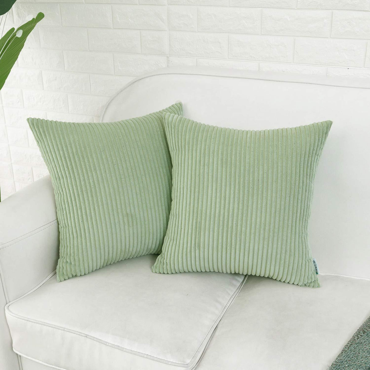 Cord Kissenbezug 45x45 cm Salbeigrün - 2er Set